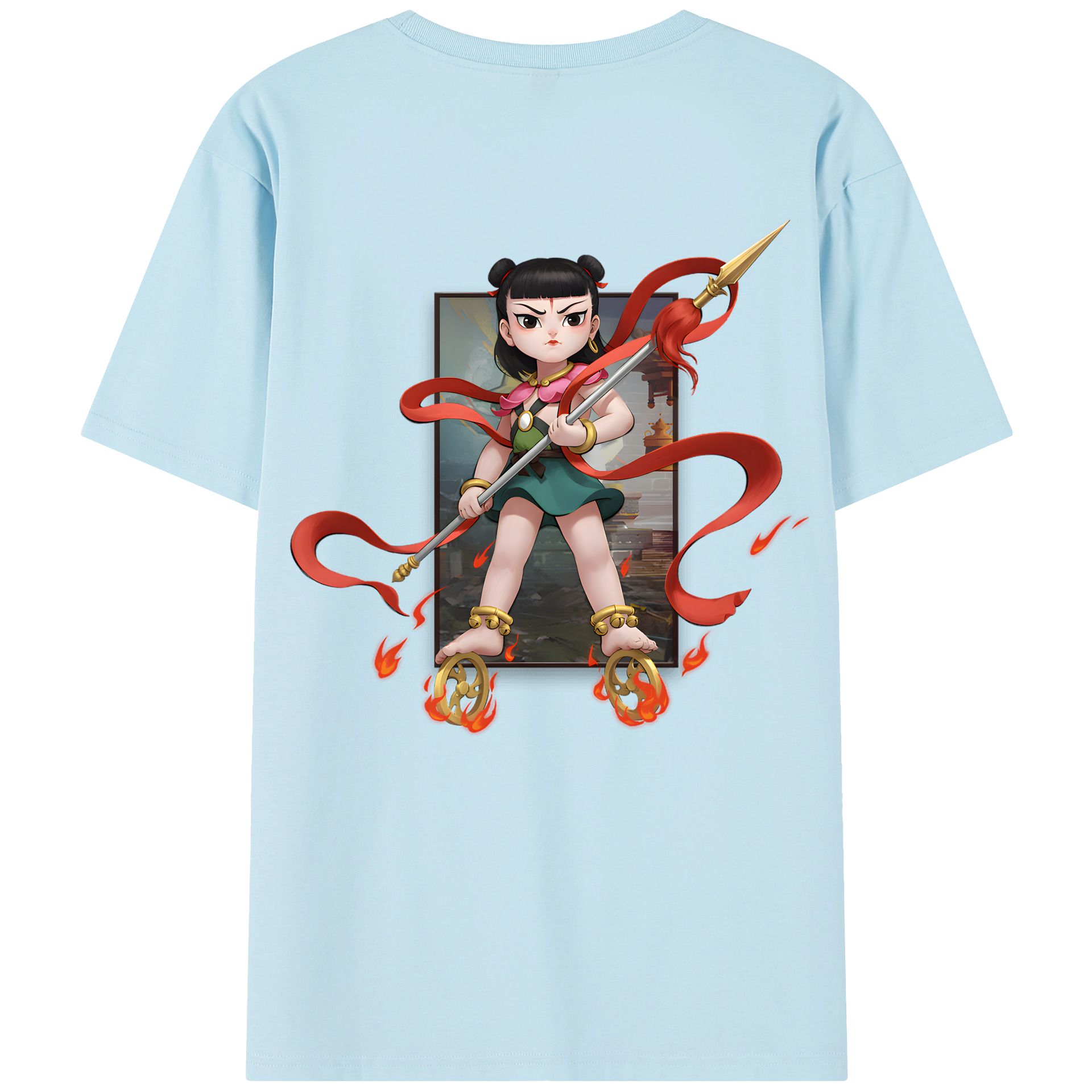 （画像用） Ne Zha 2 ナタ 魔童の大暴れ 綿100％半袖Tシャツ（背面プリント）